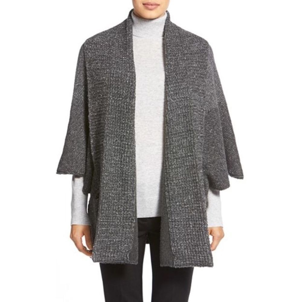 White + Warren Shawl Collar Poncho Style Cardigan